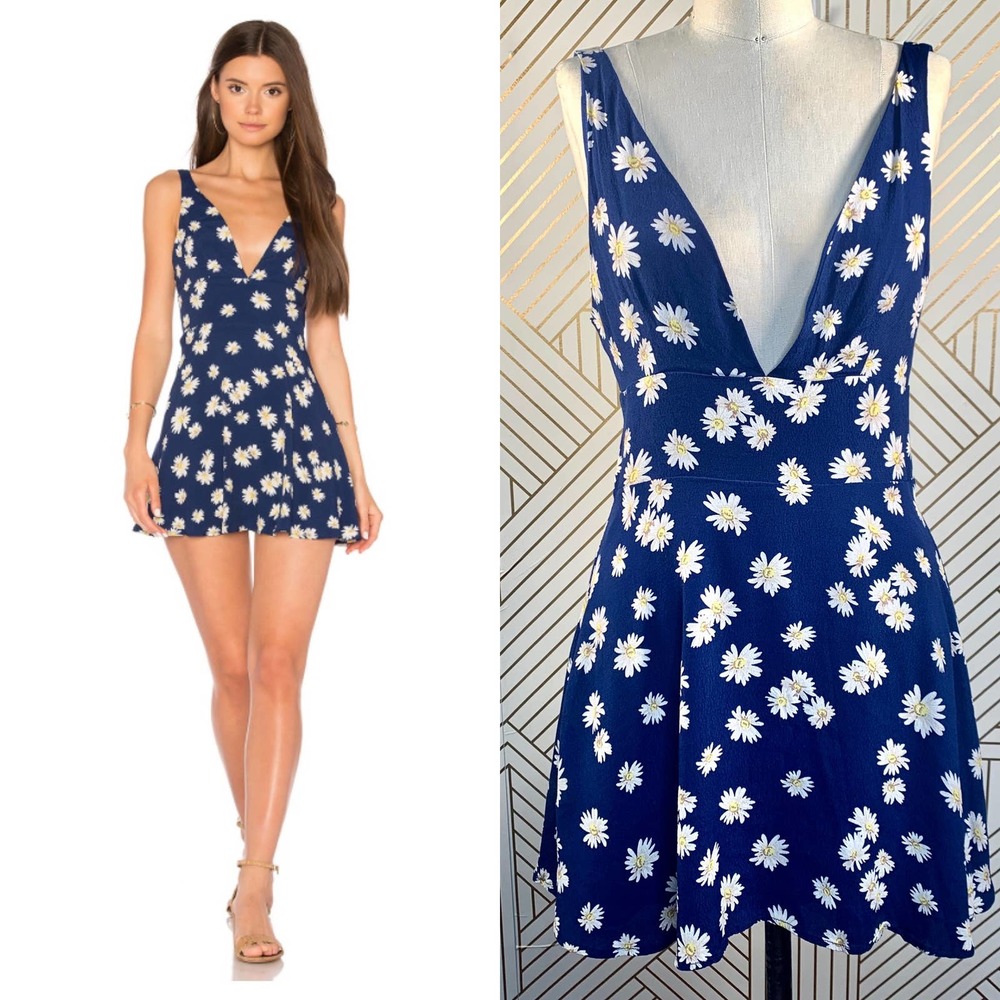 Privacy Please x Revolve Torrey Dress Navy Daisy